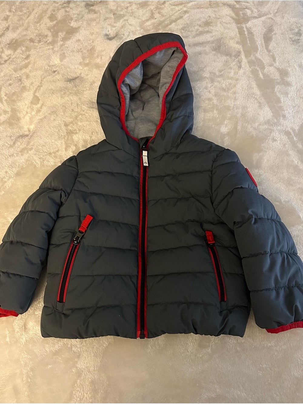 Gerry Weber Kids Hooded Puffer Jacket - Gray with Red Trim